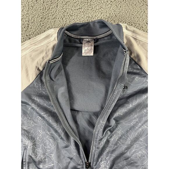 Adidas Floral Print Jacket Women Small Full Zip 3 Stripe - Picture 11 of 12